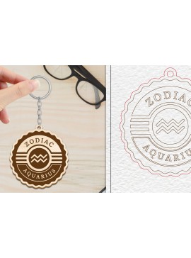 Σετ των 3 Intra απο ξύλο plywood 3mm-4mm πάχος Aquarius Keychain | Zodiac Δίασταση 6x6 cm INTRAFABR-102290585