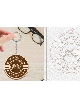 Σετ των 3 Intra απο ξύλο plywood 3mm-4mm πάχος Aquarius Keychain | Ζωδιακός κύκλος Δίασταση 6x6 cm INTRAFABR-102217246