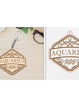 Σετ των 3 Intra απο ξύλο plywood 3mm-4mm πάχος Aquarius Keychain Δίασταση 6x6 cm INTRAFABR-100964286