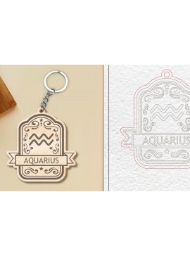 Σετ των 3 Intra απο ξύλο plywood 3mm-4mm πάχος Aquarius Keychain  | Ζώδιο Δίασταση 6x6 cm INTRAFABR-99841878