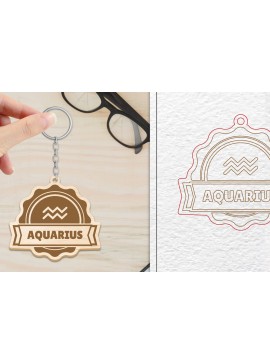 Σετ των 3 Intra απο ξύλο plywood 3mm-4mm πάχος Aquarius Keychain  | Ζώδιο Δίασταση 6x6 cm INTRAFABR-102144903