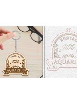 Σετ των 3 Intra απο ξύλο plywood 3mm-4mm πάχος Aquarius Keychain  | Ζώδιο Δίασταση 6x6 cm INTRAFABR-102168251
