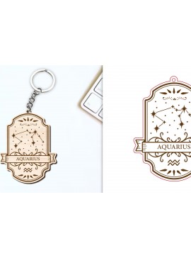 Σετ των 3 Intra απο ξύλο plywood 3mm-4mm πάχος Aquarius Keychain  | Ζώδιο Δίασταση 6x6 cm INTRAFABR-98419840
