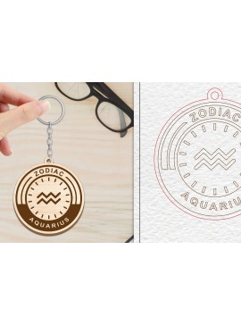 Σετ των 3 Intra απο ξύλο plywood 3mm-4mm πάχος Aquarius Keychain  | Zodiac Δίασταση 6x6 cm INTRAFABR-102290074