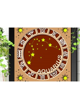 Σετ των 2 Intra απο ξύλο plywood 3mm-4mm πάχος Aquarius Shadow Box Layered Map Zodiac Δίασταση 25x25 cm INTRAFABR-26369885