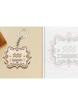 Σετ των 3 Intra απο ξύλο plywood 3mm-4mm πάχος με μπρελόκ με σήμα Aquarius Δίασταση 6x6 cm INTRAFABR-99972222