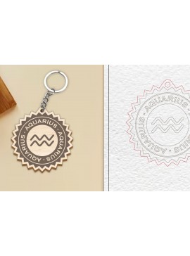 Σετ των 3 Intra απο ξύλο plywood 3mm-4mm πάχος με μπρελόκ με σήμα Aquarius Δίασταση 6x6 cm INTRAFABR-99986079