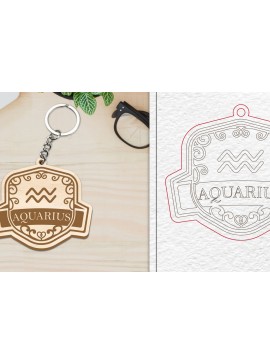 Σετ των 3 Intra απο ξύλο plywood 3mm-4mm πάχος με μπρελόκ με σήμα Aquarius Δίασταση 6x6 cm INTRAFABR-100516169