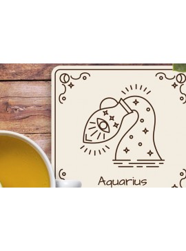 Σετ των 2 Intra απο ξύλο plywood 3mm-4mm πάχος Aquarius Zodiac Coasters Χαρακτική με λέιζερ Δίασταση 30x20 cm INTRAFABR-122551392