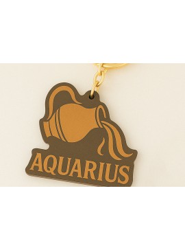 Σετ των 3 Intra απο ξύλο plywood 3mm-4mm πάχος Μπρελόκ Aquarius Zodiac Δίασταση 6x6 cm INTRAFABR-120350690