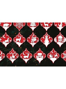 Σετ των 3 Intra απο ξύλο plywood 3mm-4mm πάχος Arabesque Χριστουγεννιάτικο Στολίδι 4.3x3. Δίασταση 4x3 cm INTRAFABR-106944513