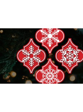 Σετ των 3 Intra απο ξύλο plywood 3mm-4mm πάχος Arabesque Χριστουγεννιάτικο Στολίδι 4.3x3.6 Δίασταση 3x3 cm INTRAFABR-107098672
