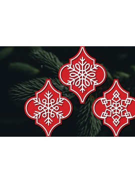 Σετ των 3 Intra απο ξύλο plywood 3mm-4mm πάχος Arabesque Χριστουγεννιάτικο Στολίδι 4.3x3.6 Δίασταση 3x3 cm INTRAFABR-107098323