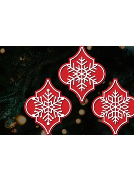Σετ των 3 Intra απο ξύλο plywood 3mm-4mm πάχος Arabesque Χριστουγεννιάτικο Στολίδι 4.3x3.6 Δίασταση 3x3 cm INTRAFABR-107098489