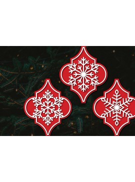 Σετ των 3 Intra απο ξύλο plywood 3mm-4mm πάχος Arabesque Χριστουγεννιάτικο Στολίδι 4.3x3.6 Δίασταση 3x3 cm INTRAFABR-107098526