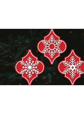 Σετ των 3 Intra απο ξύλο plywood 3mm-4mm πάχος Arabesque Χριστουγεννιάτικο Στολίδι 4.3x3.6 Δίασταση 3x3 cm INTRAFABR-107098591