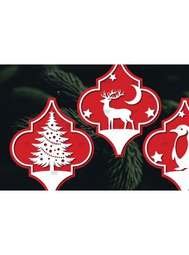 Σετ των 3 Intra απο ξύλο plywood 3mm-4mm πάχος Arabesque Χριστουγεννιάτικο Στολίδι 4.3x3.6 Δίασταση 3x3 cm INTRAFABR-106943362