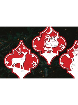 Σετ των 3 Intra απο ξύλο plywood 3mm-4mm πάχος Arabesque Χριστουγεννιάτικο Στολίδι 4.3x3. Δίασταση 4x3 cm INTRAFABR-106944432