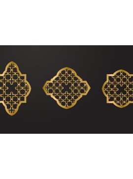 Σετ των 3 Intra απο ξύλο plywood 3mm-4mm πάχος Αραβικό παράθυρο με παραδοσιακό στολίδι Δίασταση 8x8 cm INTRAFABR-80634044