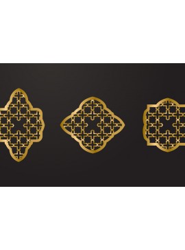 Σετ των 3 Intra απο ξύλο plywood 3mm-4mm πάχος Αραβικό παράθυρο με παραδοσιακό στολίδι Δίασταση 8x8 cm INTRAFABR-80777283