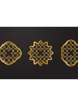 Σετ των 3 Intra απο ξύλο plywood 3mm-4mm πάχος Αραβικό παράθυρο με παραδοσιακό στολίδι Δίασταση 8x8 cm INTRAFABR-81134861