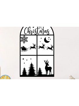 Σετ των 3 Intra απο ξύλο plywood 3mm-4mm πάχος Arch Mirror Merry Christmas  Δίασταση 6x6 cm INTRAFABR-84864141