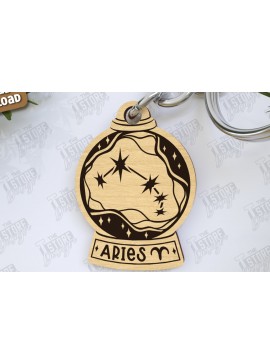 Σετ των 3 Intra απο ξύλο plywood 3mm-4mm πάχος Μπρελόκ Κριού Zodiac | Ζωδιακός κύκλος Δίασταση 6x6 cm INTRAFABR-123373898