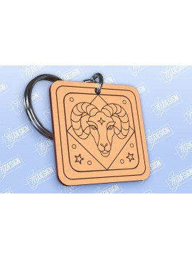 Σετ των 3 Intra απο ξύλο plywood 3mm-4mm πάχος Μπρελόκ Κριός | Ζώδιο | CNC Δίασταση 6x6 cm INTRAFABR-98550405