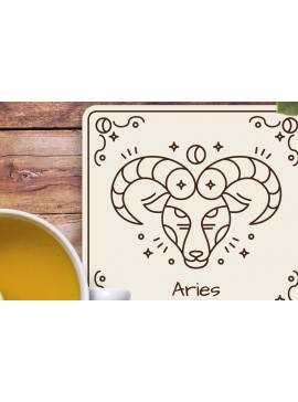 Σετ των 2 Intra απο ξύλο plywood 3mm-4mm πάχος Aries Zodiac Coasters Χαρακτική με λέιζερ Δίασταση 30x20 cm INTRAFABR-122528757
