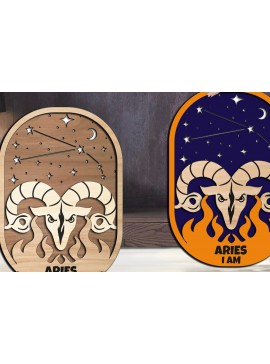 Σετ των 3 Intra απο ξύλο plywood 3mm-4mm πάχος Aries Zodiac Constellation  Δίασταση 3x3 cm INTRAFABR-105821523