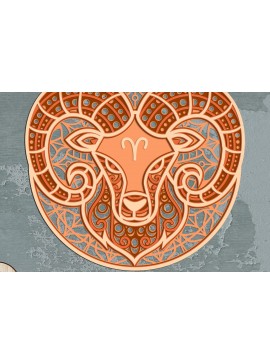 Intra απο ξύλο plywood 3mm-4mm πάχος Διακοσμητικό πάνελ τοίχου Aries Zodiac Δίασταση 40x40 cm INTRAFABR-100878746