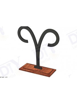 Σετ των 3 Intra απο ξύλο plywood 3mm-4mm πάχος Ζώδια Κριός με διάνυσμα Stand Δίασταση 3x3 cm INTRAFABR-111559429