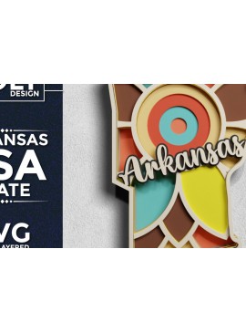 Σετ των 2 Intra απο ξύλο plywood 3mm-4mm πάχος Κοπή χαρτιού 3d State Arkansas USA Δίασταση 30x20 cm INTRAFABR-64954165
