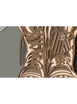 Intra απο ξύλο plywood 3mm-4mm πάχος Army Boots Multilayer /Paper Cut Δίασταση 30x20 cm INTRAFABR-67710288