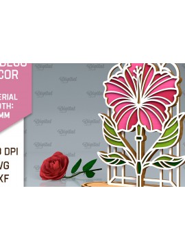 Intra απο ξύλο plywood 3mm-4mm πάχος Art Deco Λουλούδι Hibiscus Δίασταση 30x20 cm INTRAFABR-99873282