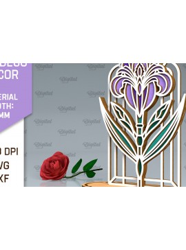 Intra απο ξύλο plywood 3mm-4mm πάχος Art Deco Iris Flower Cut  Δίασταση 30x20 cm INTRAFABR-99873143