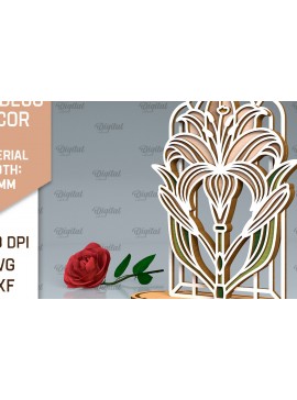 Intra απο ξύλο plywood 3mm-4mm πάχος Art Deco Lily Flower Δίασταση 30x20 cm INTRAFABR-99873415