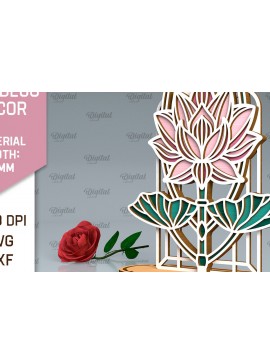 Σετ των 2 Intra απο ξύλο plywood 3mm-4mm πάχος Art Deco Lotus Flower Δίασταση 30x20 cm INTRAFABR-99873387