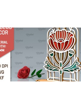Intra απο ξύλο plywood 3mm-4mm πάχος Art Deco Poppy Flower Δίασταση 30x20 cm INTRAFABR-99873308