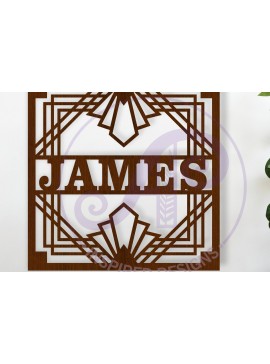 Σετ των 3 Intra απο ξύλο plywood 3mm-4mm πάχος Τετράγωνη επιγραφή ή κάρτα Art Deco 1 Δίασταση 6x6 cm INTRAFABR-121237604