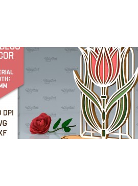 Intra απο ξύλο plywood 3mm-4mm πάχος Art Deco Τουλίπα λουλούδι κοπής με λέιζερ Δίασταση 30x20 cm INTRAFABR-99873317