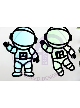 Σετ των 2 Intra απο ξύλο plywood 3mm-4mm πάχος Astronaut Περίγραμμα Σχέδια Κοπή δύο στρώσεων Δίασταση 14x14 cm INTRAFABR-117507055