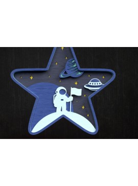 Σετ των 3 Intra απο ξύλο plywood 3mm-4mm πάχος Astronaut Star Scene – Layered Space Δίασταση 8x8 cm INTRAFABR-121273451