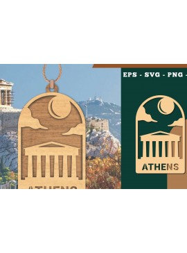 Σετ των 3 Intra απο ξύλο plywood 3mm-4mm πάχος Athens Στολίδι Δίασταση 8x8 cm INTRAFABR-111785872