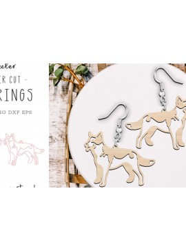Σετ των 3 Intra απο ξύλο plywood 3mm-4mm πάχος Australian Heeler Dog Earrings Cut  Δίασταση 1x1 cm INTRAFABR-119534772