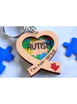 Σετ των 3 Intra απο ξύλο plywood 3mm-4mm πάχος Μπρελόκ Ευαισθητοποίησης για τον Αυτισμό | Σημάδι αυτισμού Δίασταση 6x6 cm INTRAFABR-113927157