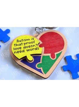 Σετ των 3 Intra απο ξύλο plywood 3mm-4mm πάχος Μπρελόκ Ευαισθητοποίησης για τον Αυτισμό | Σημάδι αυτισμού Δίασταση 6x6 cm INTRAFABR-113927112