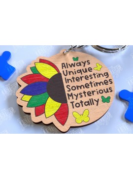 Σετ των 3 Intra απο ξύλο plywood 3mm-4mm πάχος Μπρελόκ Ευαισθητοποίησης για τον Αυτισμό | Σημάδι αυτισμού Δίασταση 6x6 cm INTRAFABR-113927134