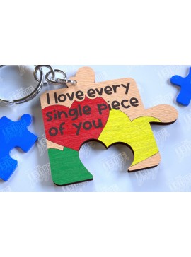 Σετ των 3 Intra απο ξύλο plywood 3mm-4mm πάχος Μπρελόκ Ευαισθητοποίησης για τον Αυτισμό | Σημάδι αυτισμού Δίασταση 6x6 cm INTRAFABR-113927147