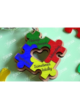 Σετ των 3 Intra απο ξύλο plywood 3mm-4mm πάχος Autism Awareness Keychain Δίασταση 6x6 cm INTRAFABR-114806278
